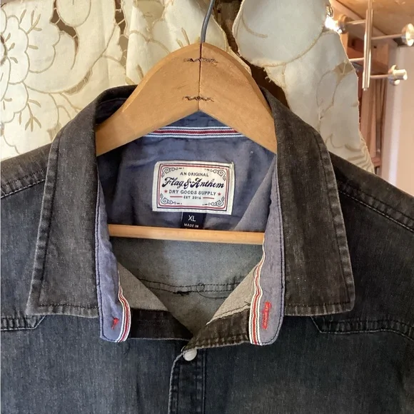 Flag & Anthem Shirt Mens XL Western Snap Button Long Sleeve Casual - Picture 3 of 12